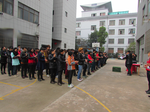 浙江帽子公司的晨会现场