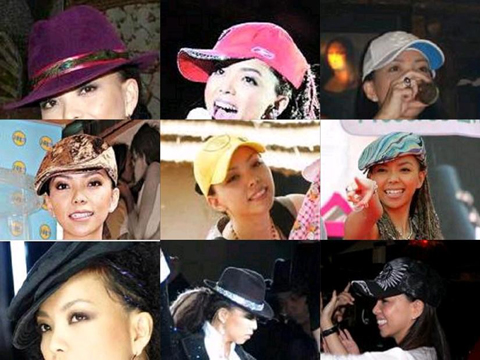 张惠妹多样化的帽子造型 