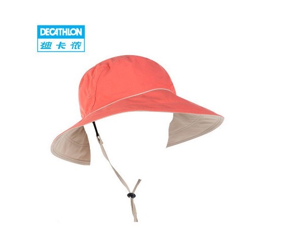 橘色迪卡侬渔夫帽，其款式别具一格